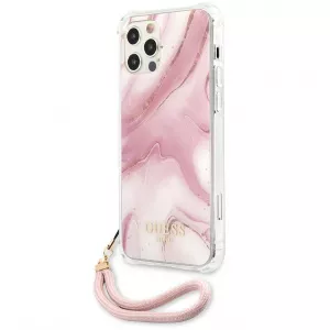 Guess Husa Plastic - TPU Marble pentru Apple iPhone 12 Pro Max, Roz GUHCP12LKSMAPI