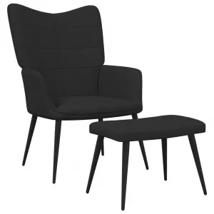 vidaXL Scaun de relaxare cu taburet, negru, 62x68,5x96 cm, textil 327958