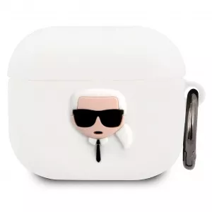 Karl Lagerfeld Husa Protectie Casti Karl Head pentru Apple AirPods 3, Alba KLACA3SILKHWH