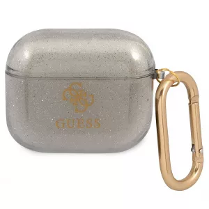 Guess Husa Protectie Casti Glitter pentru Apple AirPods 3, Neagra GUA3UCG4GK