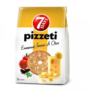 7Days Pizzeti paine prajita cu gust de branza, rosii si masline 80 g
