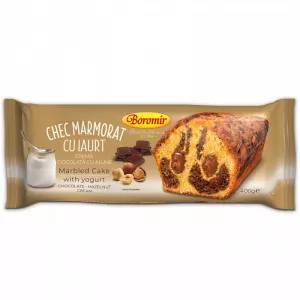 Boromir Chec marmorat cu iaurt si crema de ciocolata cu alune, 400 g