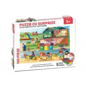 EDU CLASS Puzzle cu surprize - Evi si Purcelus fac fapte bune (100 piese)