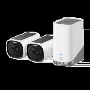 eufy Kit supraveghere videoCam E40, 2K HD, Incarcare solara, MaxColour Vision, Homebase 3 + 2 camere video