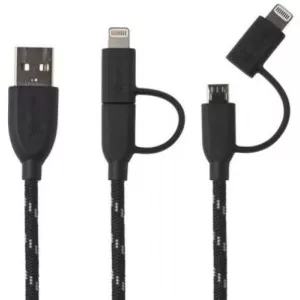 Boompods Duo DCBLK, MicroUSB and Lightning MFI, 1m (Negru)