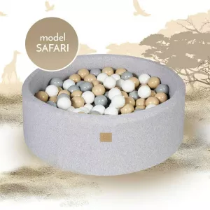 MeowBaby Piscina cu 250 bile Safari Bej/Gri