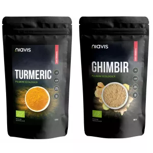 Niavis Turmeric (Curcuma) Pulbere Ecologica/Bio 125g + Ghimbir Pulbere Ecologica/Bio 60g