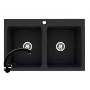 Pyramis Set chiuveta granit SPARTA 2B & baterie OSSIA - Black