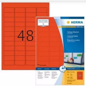 Herma A4 etichete color, 45,7 x 21,2 mm, roșu, aderență durabilă - 4545