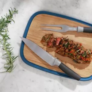 BergHOFF Set cutite si tocator pentru transat 3 piese, Leo Line, bambus/inox, gri