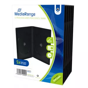 MediaRange DVD Case for 2 discs, 14mm, black, Pack 5