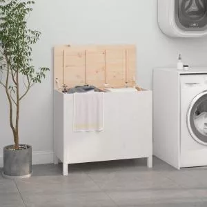 vidaXL Cutie de rufe, alb, 88,5x44x76 cm, lemn masiv de pin 823580