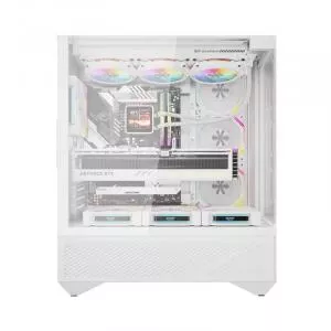 darkFlash Carcasa DY460, Full Tower, 4 ventilatoare de 120 mm, ATX, ITX, microATX, Alb