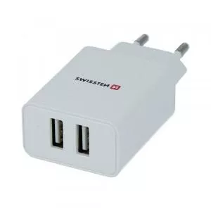 SWISSTEN Incarcator Retea Dual USB 2,1 A, cablu micro USB inclus, Alb