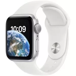 Apple Watch SE2, 40mm Aluminium Silver cu White Sport Band Regular + GPS mnjv3wb/a