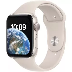Apple Watch SE2, 44mm Aluminium Starlight cu Starlight Sport Band Regular + GPS mnjx3wb/a