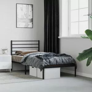 vidaXL Cadru pat metalic cu tăblie, negru, 90x200 cm 352312