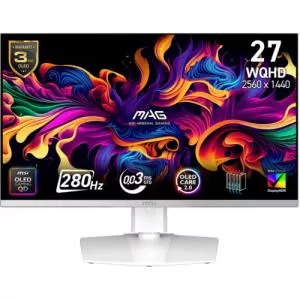 MSI Monitor Gaming QD-OLED 26.5inch MAG 272QPW QD-OLED X28, WQHD (2560 x 1440), HDMI, DisplayPort, Pivot, 280 Hz, 0.03 ms (Alb)