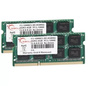 G.Skill 8GB (2x4GB) SO-DIMM DDR3  1333MHz CL9 Dual Channel Kit (F3-10666CL9D-8GBSQ)