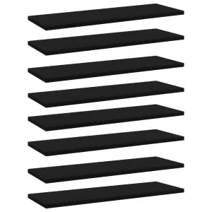 vidaXL Plăci pentru bibliotecă, 8 buc., negru, 60 x 20 x 1,5 cm, PAL