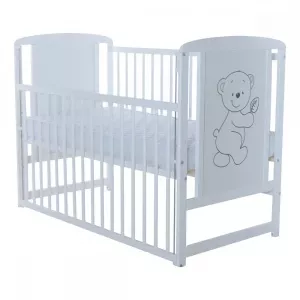 BabyNeeds Patut Timmi 120x60 cm cu laterala culisanta  Alb