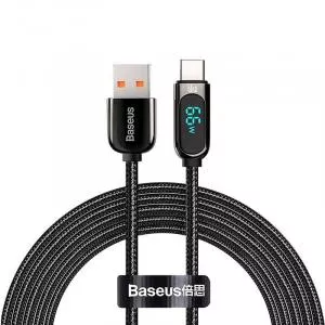 Baseus Cablu pentru incarcare si transfer de date Display USB/USB Type-C 66W 1m Negru