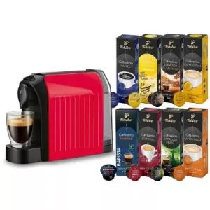 Tchibo Cafissimo Easy Red + Set capsule cafea Cafissimo Starter Pack Max 8 cutii/set PCKTC392852