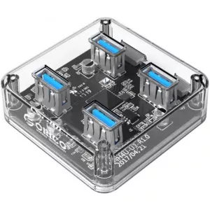 Orico MH4U-U3-10, 4 porturi, USB 3.0, transparent