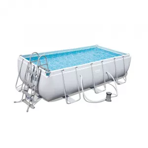 Bestway Piscina cu cadru metalic, 404 x 201 x 100 cm, 6478 l, PVC, pompa filtrare inclusa, Gri