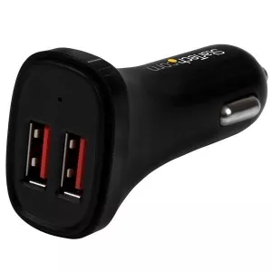 StarTech.com Dual-Port USB Car Charger - 24W/4.8A - Black USB2PCARBKS