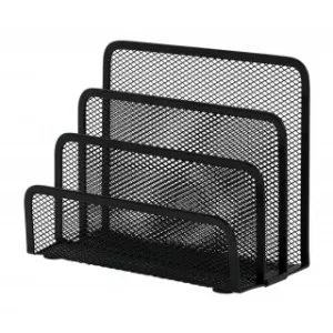 Q-Connect Suport metalic Mesh, pentru sortare scrisori, 3 compartimente - negru