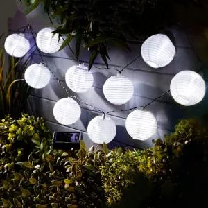 Garden of Eden Sir 10 lampioane solare LED alb rece 3,7 m