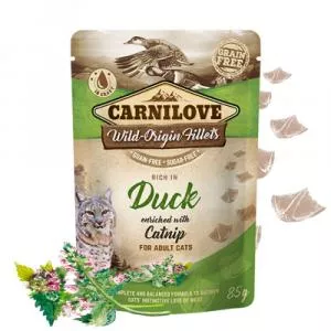 Carnilove 12 x Cat Pouch cu Rata si Catnip, 85 g