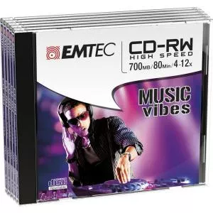 EMTEC CD-RW 700MB 4-12x Music Vibes 5 pcs