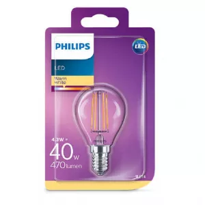 Philips Bec LED 4.3 (40W), E14, lumina calda,  2700K
