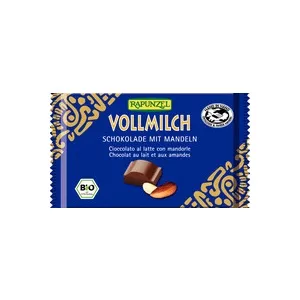 Rapunzel Ciocolata Bio cu Lapte Integral si Migdale Intregi 100gr