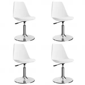 vidaXL Scaune de bucătărie pivotante, 4 buc., alb, piele ecologică