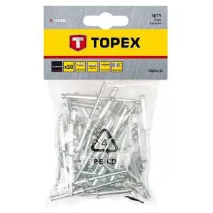 Topex Set 50 buc. nituri de aluminiu 4 x 18 mm 43E405