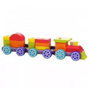 Cubika Jucarie din lemn Tren Rainbow Express