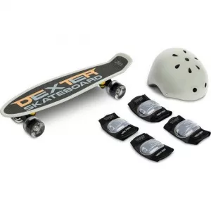 Caretero Set Skateboard cu casca cotiere si genunchiere Toyz Dexter Gri