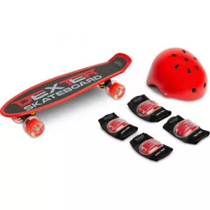 Caretero Set Skateboard cu casca cotiere si genunchiere Toyz Dexter Rosu