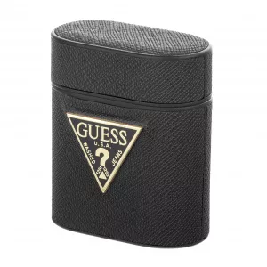 Guess Husa Protectie Casti Saffiano pentru Apple AirPods Gen 1 / Apple AirPods Gen 2, Neagra GUACA2VSATMLBK