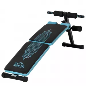 HomCom Banca multifunctionala pentru abdomene Spatar reglabil, 144x53x45-60 cm, Albastru/Negru