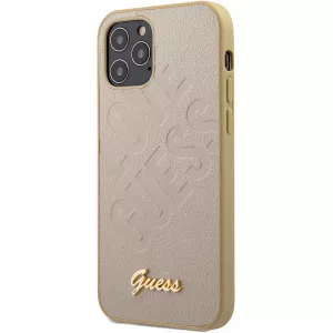 Guess Husa Piele Iridescent Love pentru Apple iPhone 12 mini, Aurie GUHCP12SPUILGLG