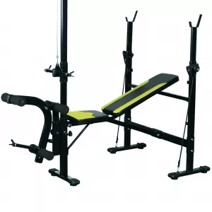 HomCom Banca Fitness Spatar Reglabil pe 3 Nivele Suport Picioare si Bara