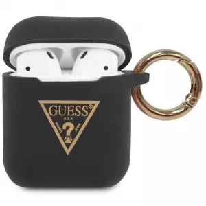 Guess Husa Protectie Casti Triangle pentru Apple AirPods Gen 1 / Apple AirPods Gen 2, Neagra GUACA2LSTLBK