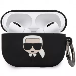 Karl Lagerfeld Husa Protectie Casti Iconic Bundle pentru Apple AirPods Pro, + Baterie Externa 2000 mA, Neagra KLBPPBOAPK