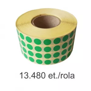 ZINTA Role etichete semilucioase rotunde, verzi, 10mm, 13.480 et./rola - 10X10X13480-SGP-R-GRE