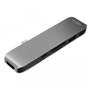 LogiLink USB-C 6-in-1 multifunctional hub, aluminum alloy UA0301