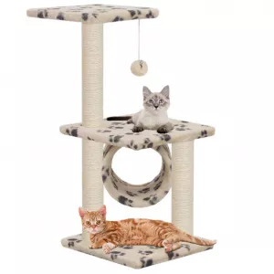 vidaXL Ansamblu pisici, stâlpi funie sisal, 65 cm imprimeu lăbuțe, bej 170549
